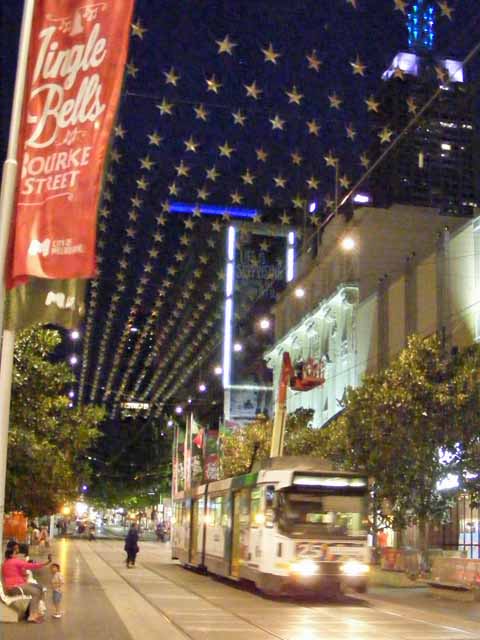 Yarra Trams B Class under the stars